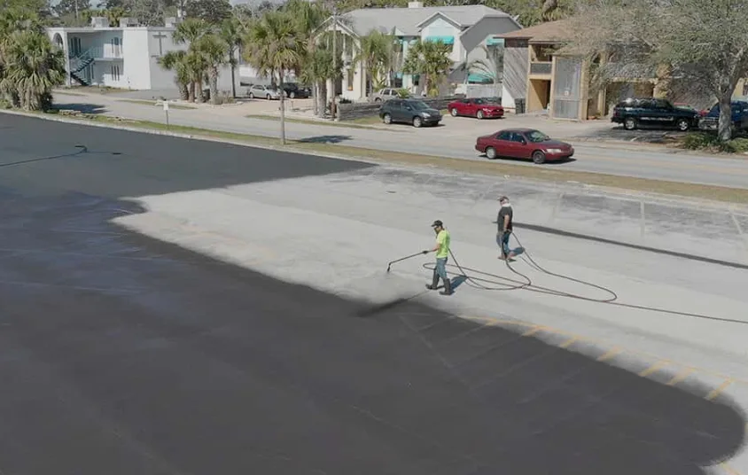 Sealcoated commercial parking lot