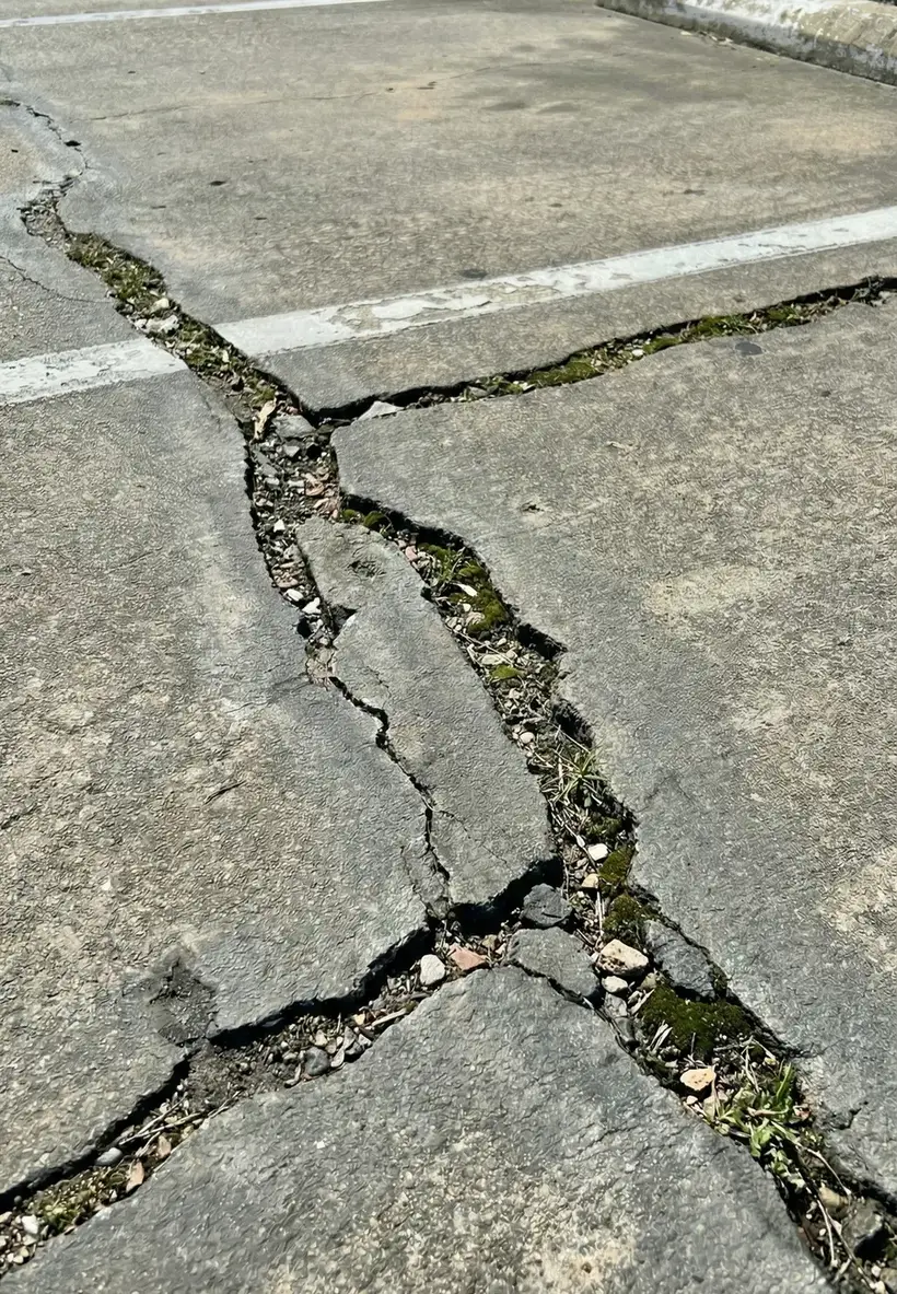 Professional crack filling on asphalt pavement